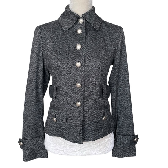 Michael kors Women's Gray Jacket Women’s Petite Size SP Front Buttons Belt - Picture 1 of 8